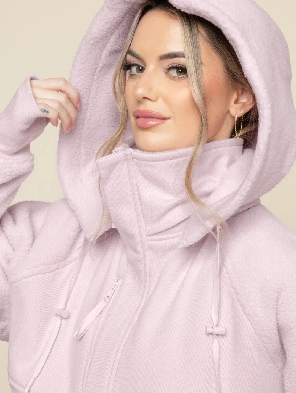 New Popflex Find Your Inner Fleece Jacket Soft Lilac Pink Coat S Small - Picture 4 of 5